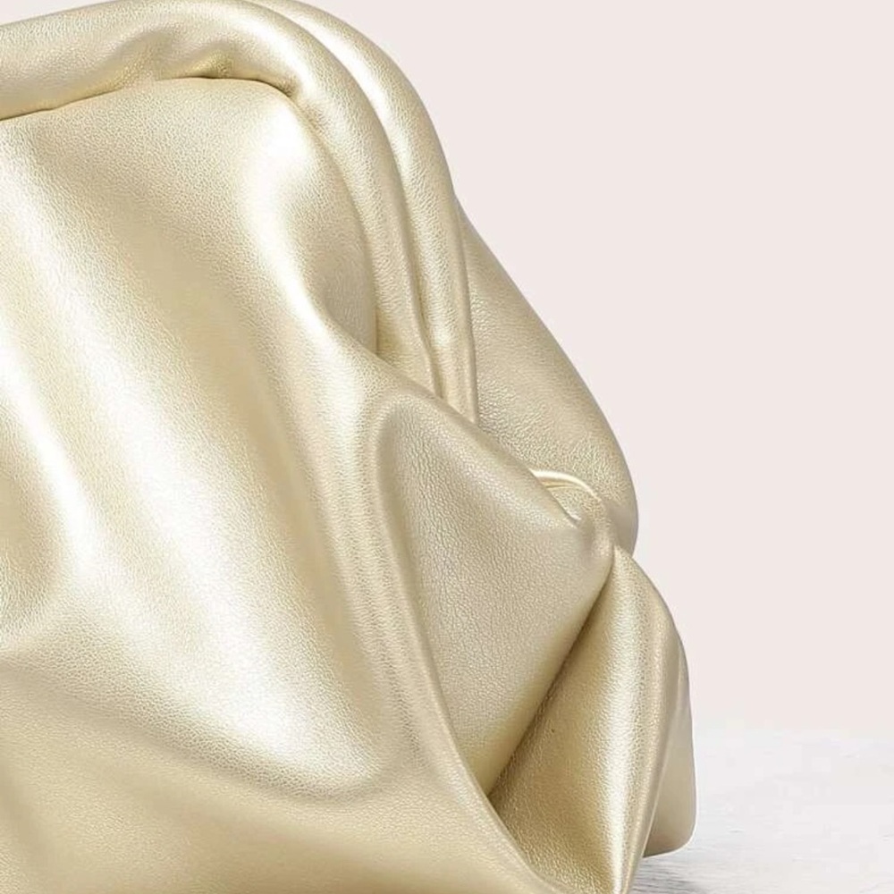 Vegan Leather Gold Color Clutch Bag - Picture 4 of 6
